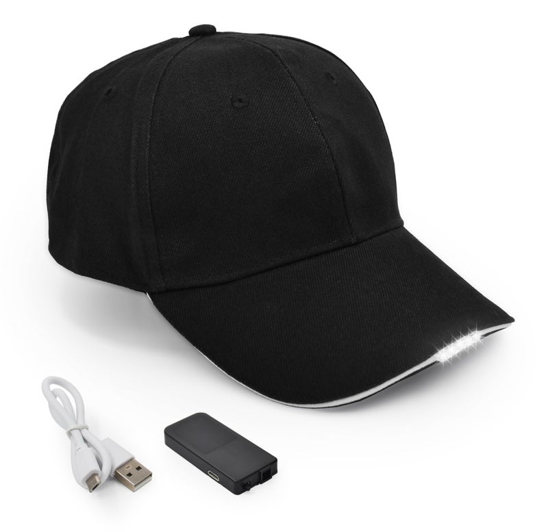 UltraKey Hands Free Rechargeable LED Baseball Cap Hat for Outdoor Party Black - Image 1